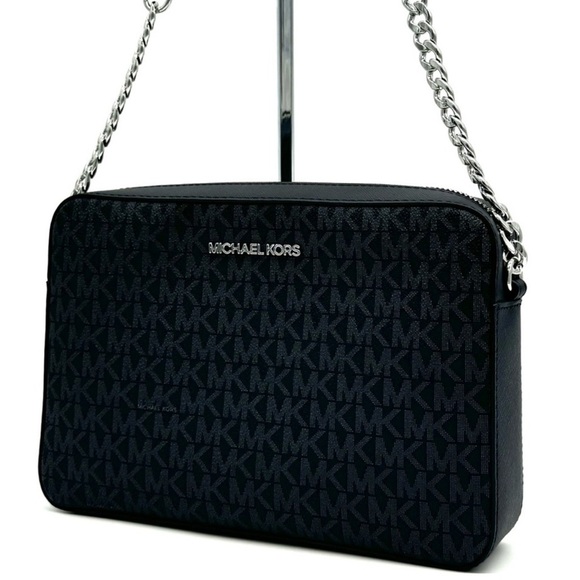 Michael Kors Large Jet Set Item EW Crossbody Bag Black Signature - Picture 1 of 9